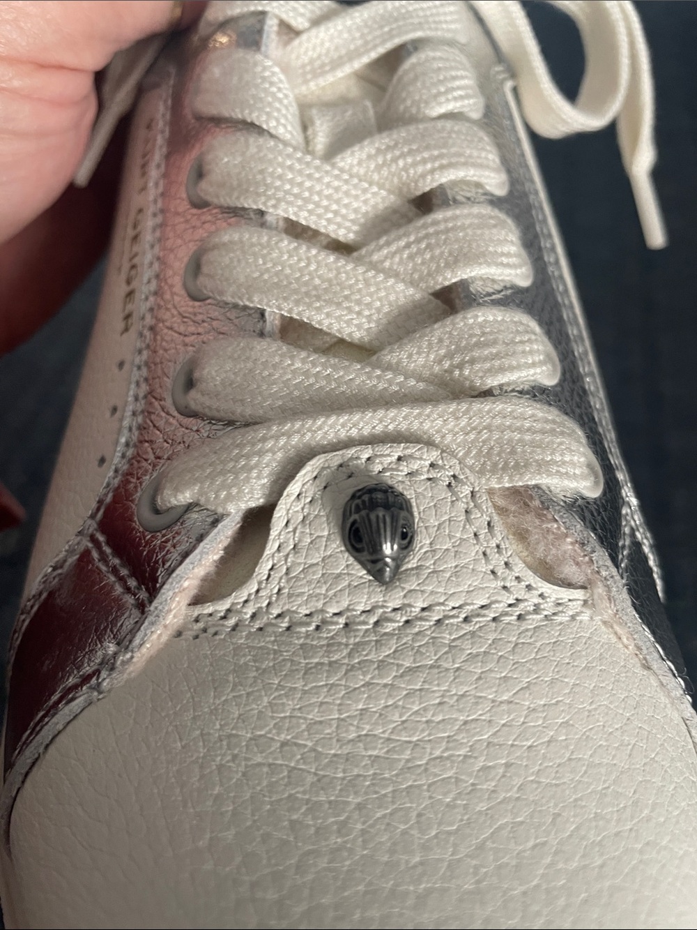 Kurt Geiger Cream and Silver Low-Top Mule Slip On Lace Sneakers - Picture 5 of 8